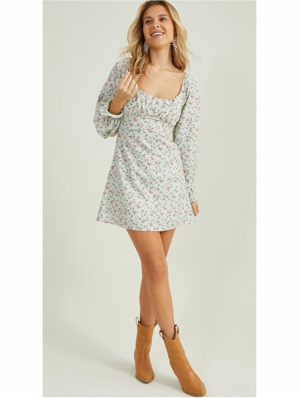 Altar’d State‎ Floral Long Sleeve Mini Dress